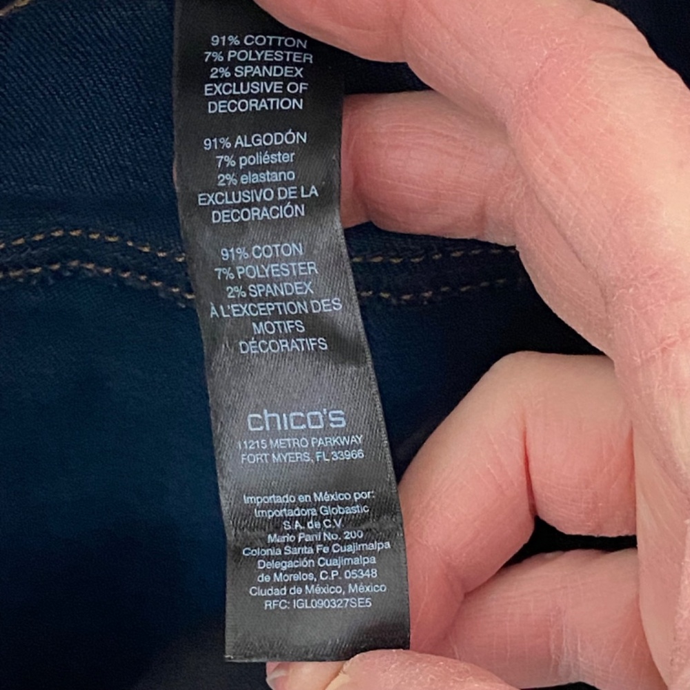 Chico’s the Platinum Blue Jegging Skinny Stretch Jeans Size 1 / US Size 8 R NWOT - Picture 9 of 10